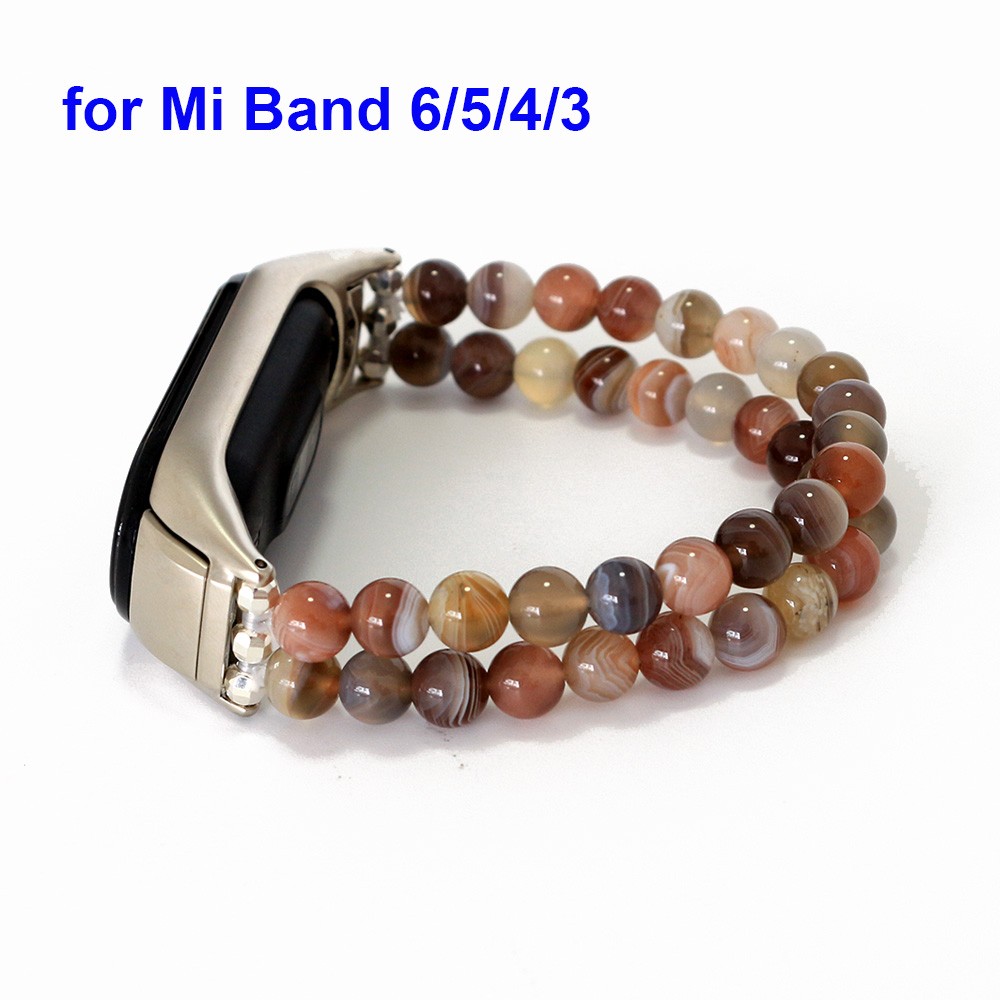 DIY Agate Bracelet for Xiaomi Mi Band 3 4 5 6 Men Women Strap Cool Elastic Beaded Bracelet on Mi Band 5 6 Miband Accessories