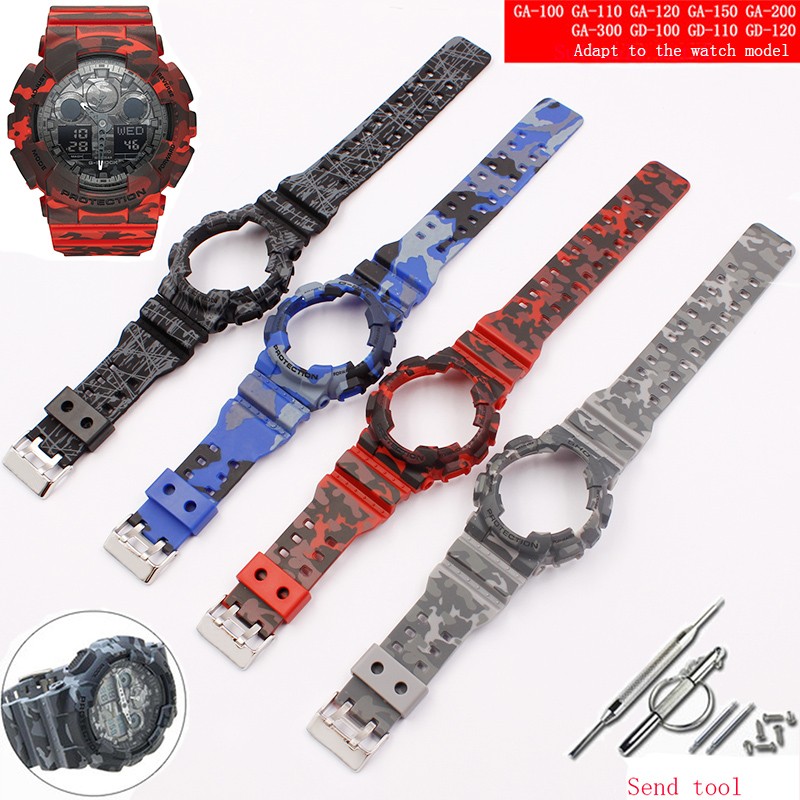 Watch accessories resin strap 16mm for camouflage Casio g-shock GLS GD GA110 GA100 GD120 sports watch for men and women