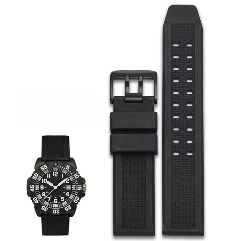 Silicone Watch Band, 23mm, Water Resistant, Black, for Luminox 7251, 3050, 3051, 6402