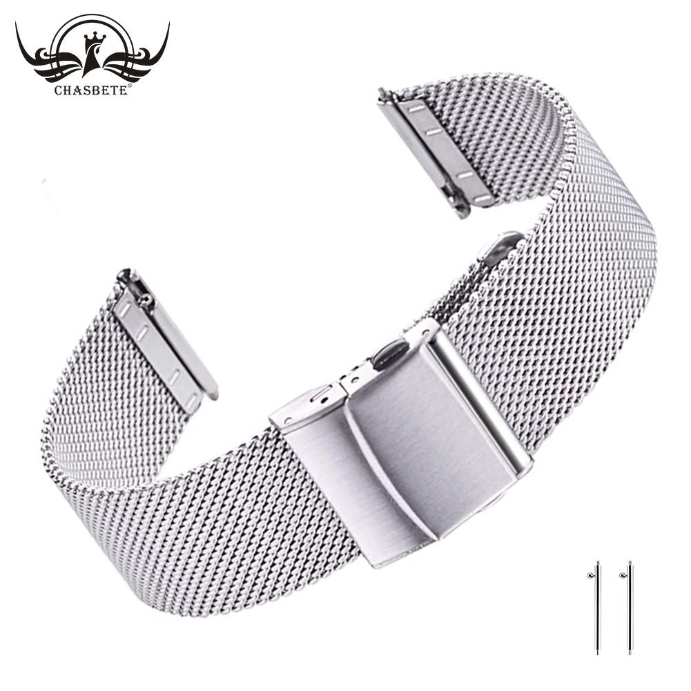 Stainless steel mesh watch band for men women, quick release mesh watch straps 16mm 18mm 19mm 20mm 21mm 22mm