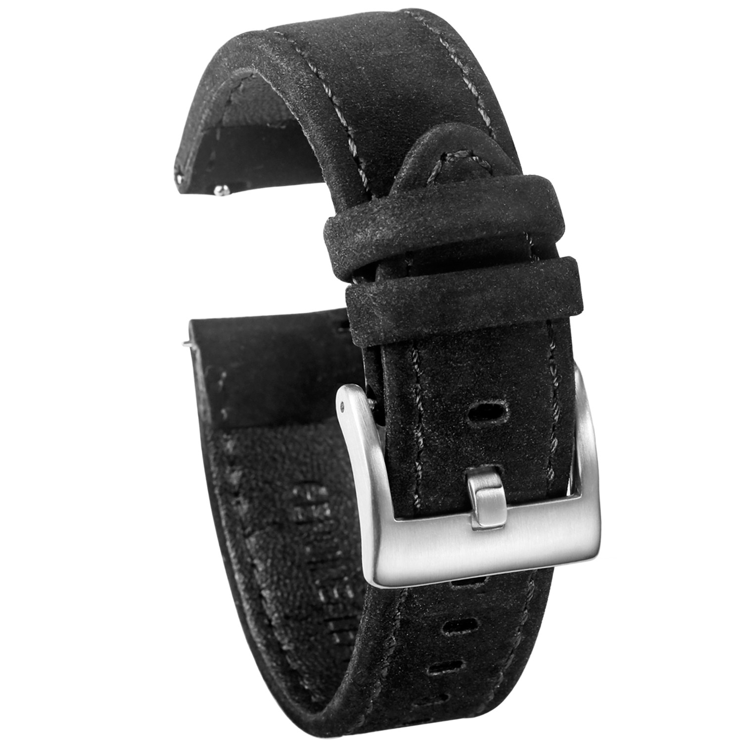 Hemsut Genuine Leather Watch Strap Bracelet Quick Release Black Calf Replacement Watch Strap for Women Men 18 20mm 22mm