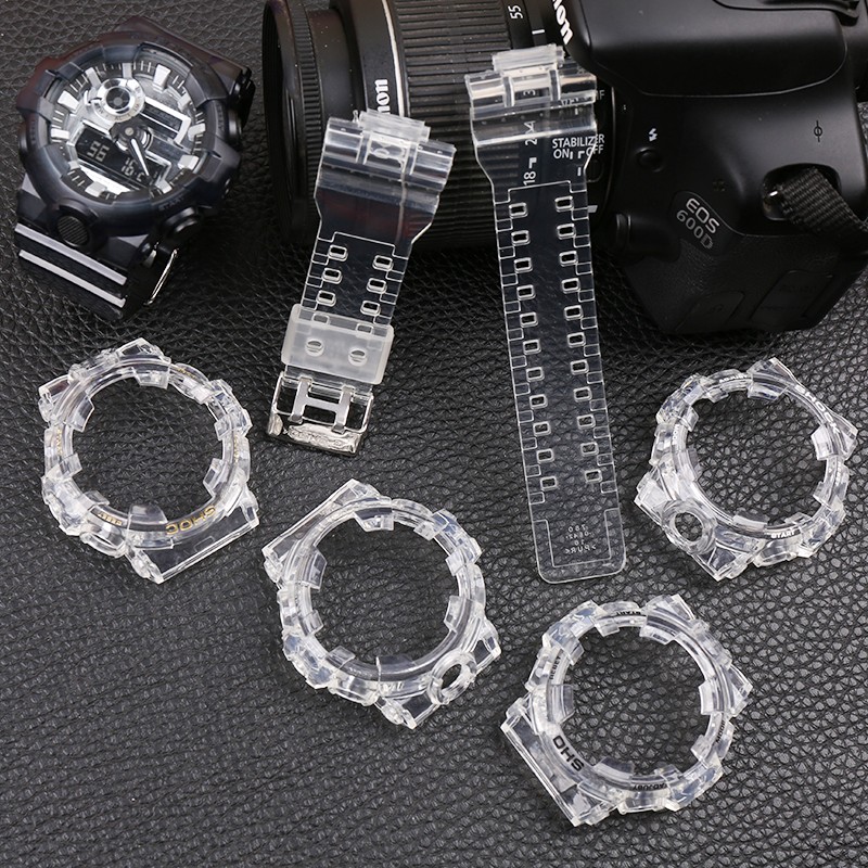 Watch Accessories 16mm Resin Strap for Casio G-SHOCK GA-700-710-735 Watch Transparent Strap Men & ML Sport Watch Case