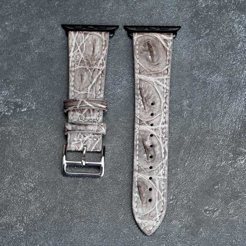 Handmade Himalayan White Crocodile Leather Watchband 44mm 42mm 40mm Suitable for Iwatch Leather Strap Soft