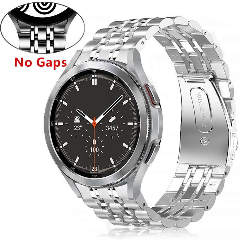 No Gaps Stainless Steel Strap For Samsung Galaxy Watch 4 Classic 46mm 42mm Wrist Band Curved End Metal Bracelet Strap Accessories
