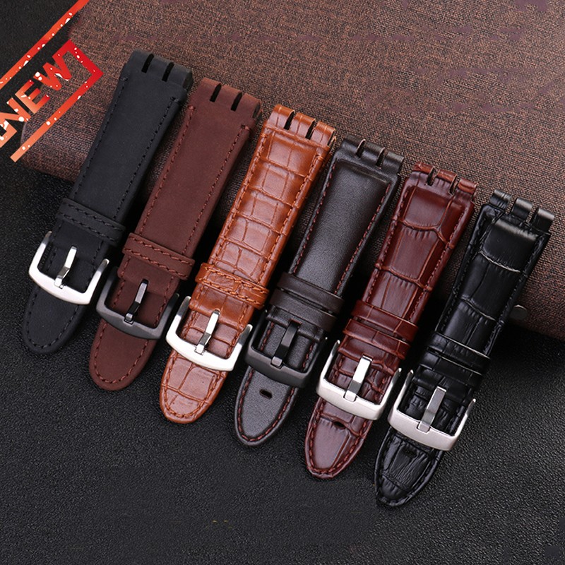 23mm Genuine Calf Leather Watchband Steel Clasp for Swatch Burlesque YOS440 449 448 401G Watch Strap Watchband Bracelet Wrist Man