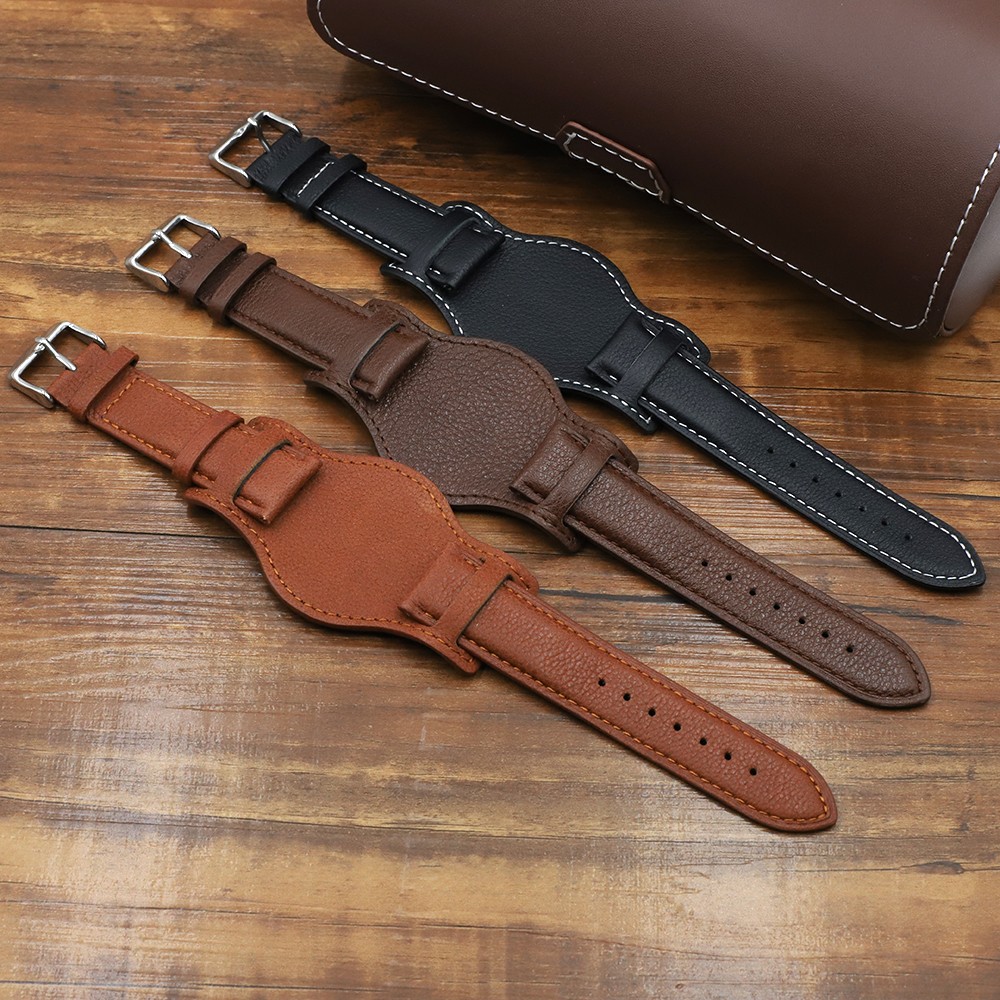 Genuine Leather Watchband 18mm 20mm 22mm Replacement Soft Watch Strap Coffee Black Brown Men Wrist Bracelets Sport Watches