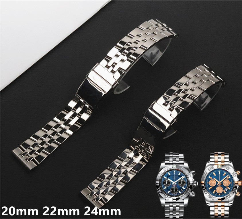 Breitling watch strap, solid, 20mm, 22mm, 24mm, stainless steel, for AVENGER, NAVITIMER, SUPEROCEAN