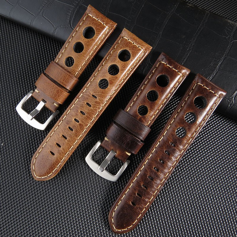 Retro Watch Strap 20mm 22mm 24mm Genuine Leather Watches Men Women Wristwatch Accessories Correa Samsung Galaxy Active 2