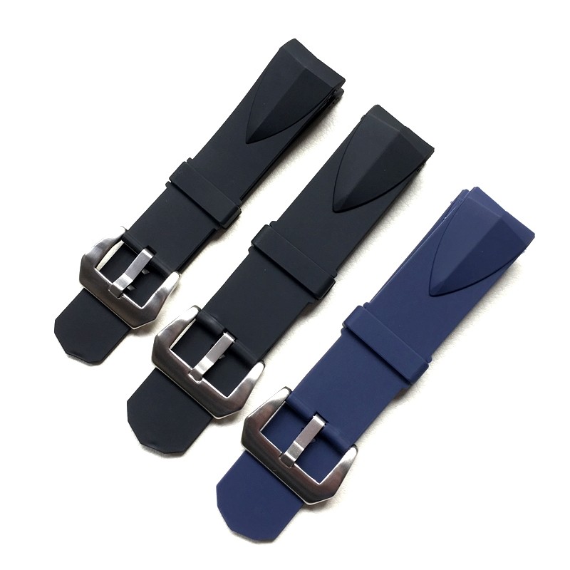 22mm 24mm Black Blue Silicone Rubber Watches For Corum Cup Admiral Wacth Strap Wristband Bracelet Without Buckle