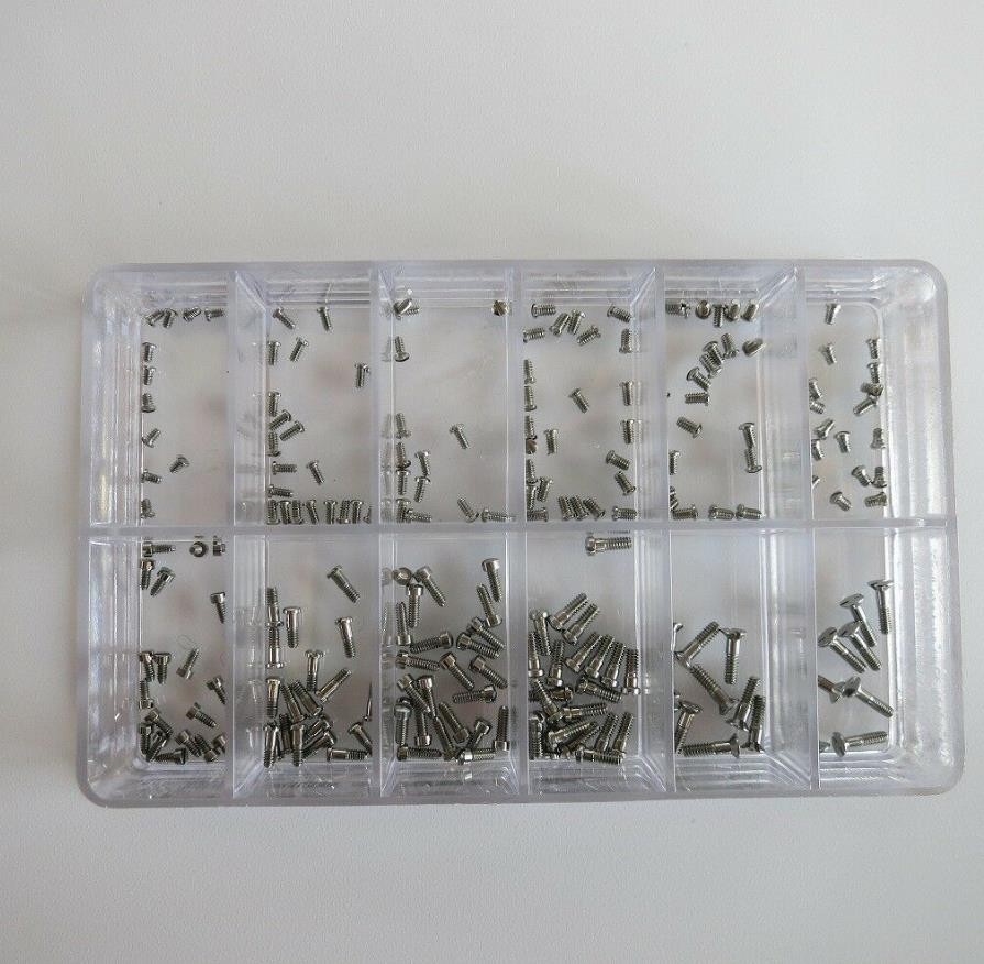 Set of H slotted head stainless steel watch back case screws assorted sizes W4023