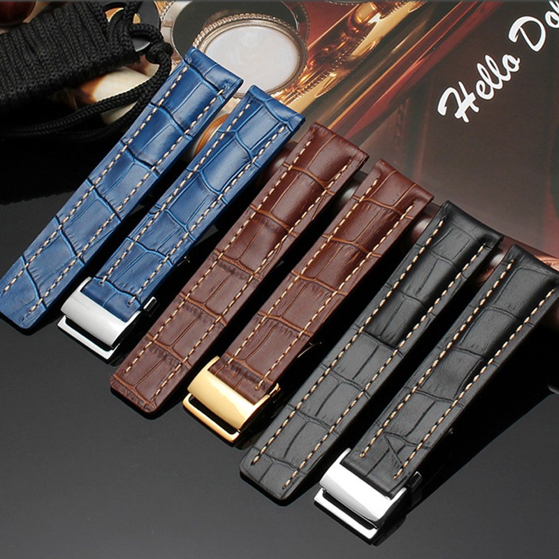 Soft Leather Watch Straps, 20mm, 22mm, 24mm Breitling Watch Strap, Leather, Black, Brown, Blue