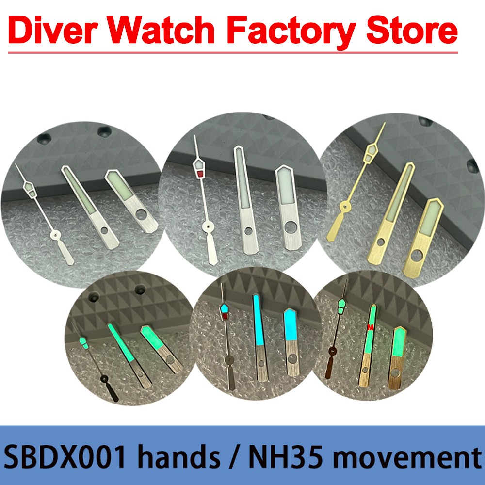 High Quality SBDX001 MM300 Watch Hand Stainless Steel Blue/Green Luminous Suitable For NH35/36 Automatic Movement Watch Parts