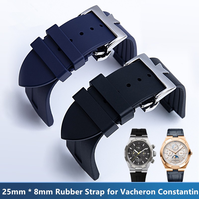 25mm*8mm Top Quality Rubber Silicone Watchband For Vacheron Constantin Offshore Watch Bnad Black Blue Waterproof Sport Strap