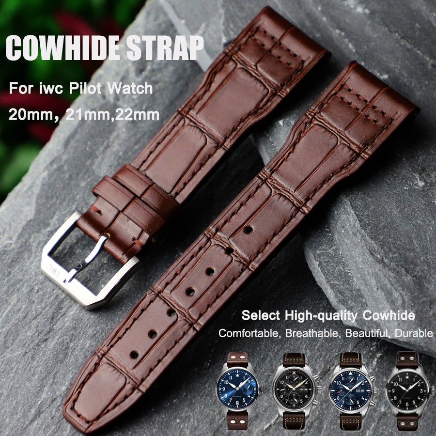 20mm 21mm 22mm Watchband for IWC Pilot Classic, Spitfire, Le Petit Prince Watch Strap Calf Genuine Leather Bracelet Watch Band