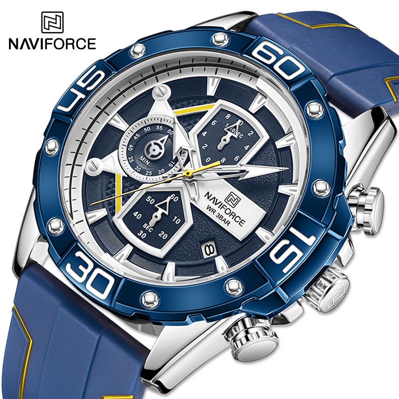 NAVIFORCE Sports Watches Men Luxury Brand Military Silicone Wrist Watch Man Fashion Watch Quartz Chronograph Wristwatch