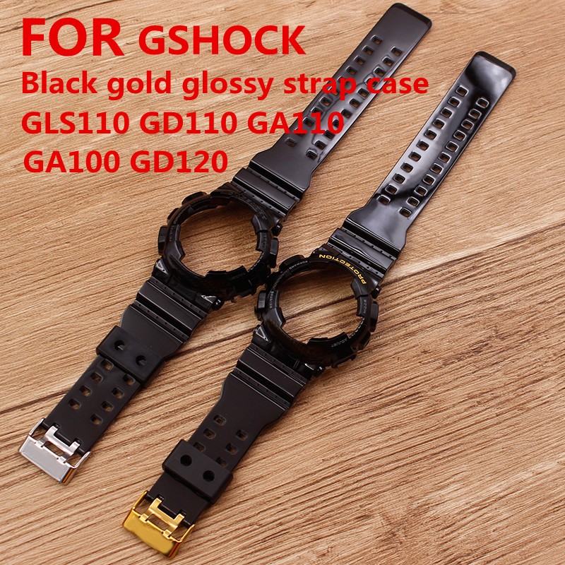 Casio G SHOCK GLS GD GA110 GA 100 GD 120 Watch Accessories, Resin Strap, Black Gold Case