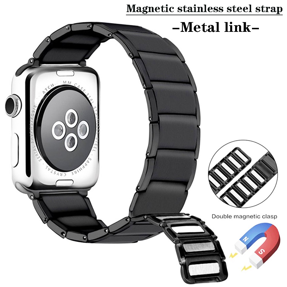 Magnetic strap for apple watch band 44mm 40mm 42mm 38mm 45mm 41mm stainless steel metal link bracelet iwatch serie 6 5 4 3 se 7