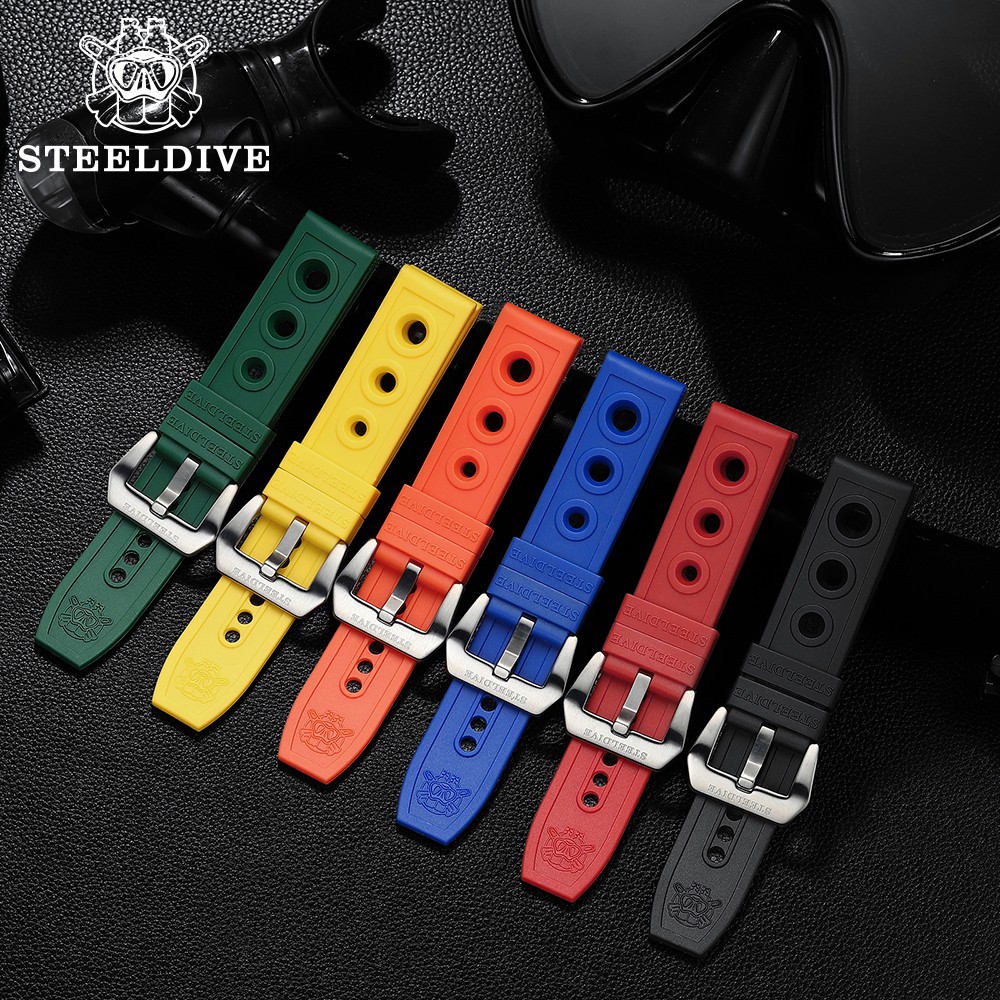 STEELDIVE Automatic Watch Strap 20mm Mechanical Watch Bands 22mm Steel Diving Watch Rubber Strap 20/22mm Fashion Watches Bracelets