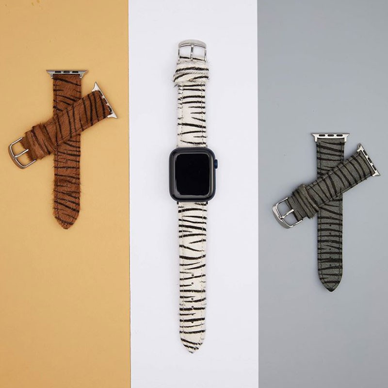 Zebra leather strap for apple watch 6 band 44mm 45mm korea 38mm 40mm 41mm 42mm strap bracelet for iWatch 7 6 5 4 3 SE band