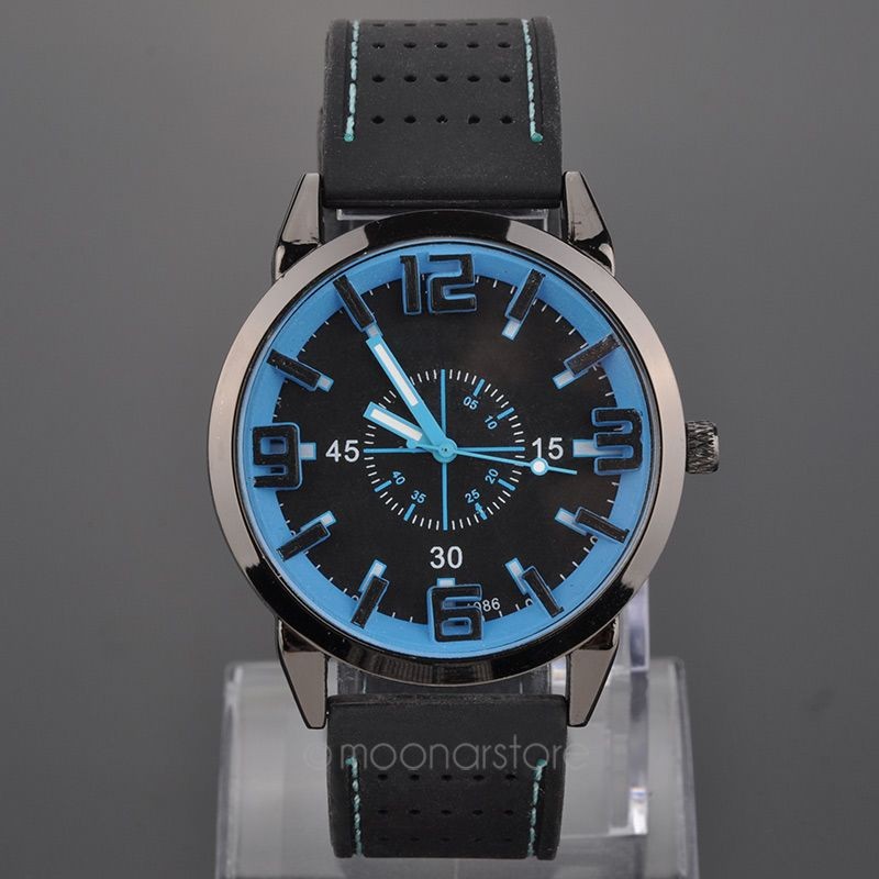 New men's watches quartz watch with rubber strap watch band wristwatch for men's watch