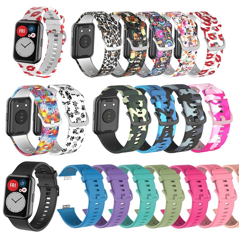 Print Silicone Strap For Huawei Watch Fit Smart Watches Soft Sports Waterproof Wristband Watchband Bracelet Accessories