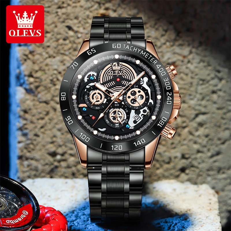 OLEVS 2022 New Fashion Top Brand Luxury Multifunctional Waterproof Casual Watches Stainless Steel Quartz Watch Reloj Hombre 9921