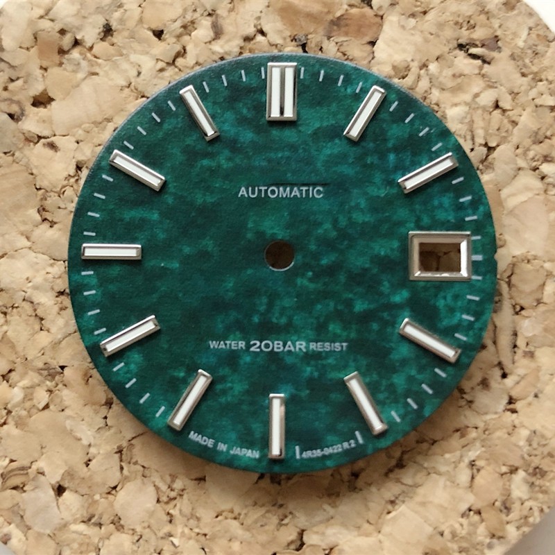 S-watch dial with s logo and GS logo snow mist surface fit nh35 movement and 4r36 skx007/skx009 blue lume