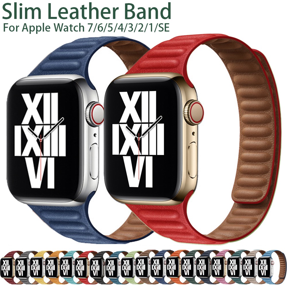 Slim Leather Loop Bracelet For Apple Watch Band 7 6 SE 5 40 44mm Magnetic Korea For IWatch 7 41mm45MM Watchband Strap 42mm 38mm