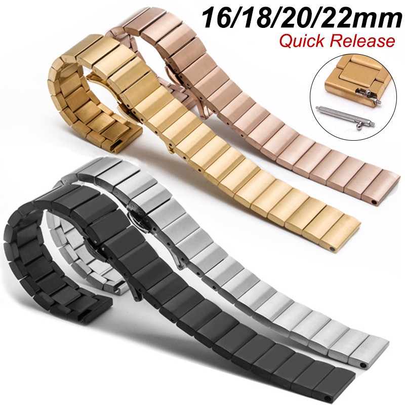 16/18/20/22mm Stainless Steel Band for Samsung S3 Galaxy Watch4 3 42 46mm for Huawei GT 2Pro for Watch Seiko Connect Bracelet Strap