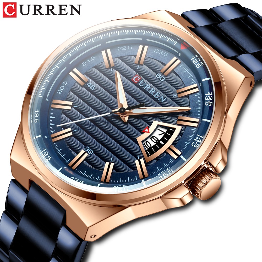 CURREN Fashion Auto Date Stainless Steel Watch For Men Luxury Business Quartz Watch Men Sport Waterproof Male Clock