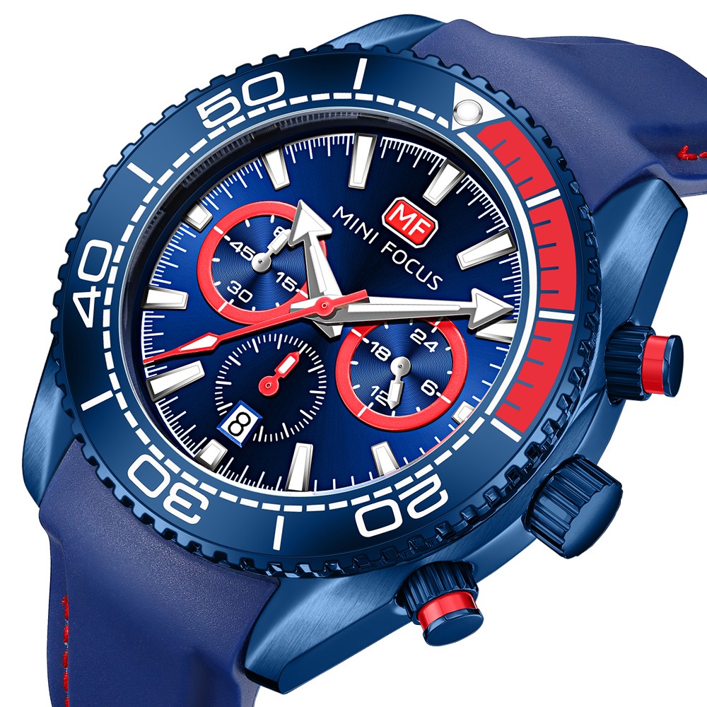 Fashion Men's Watches Multifunction Water Resistant Sport Wristwatches Luxury Quartz Luxury Brand Black Silicone Strap