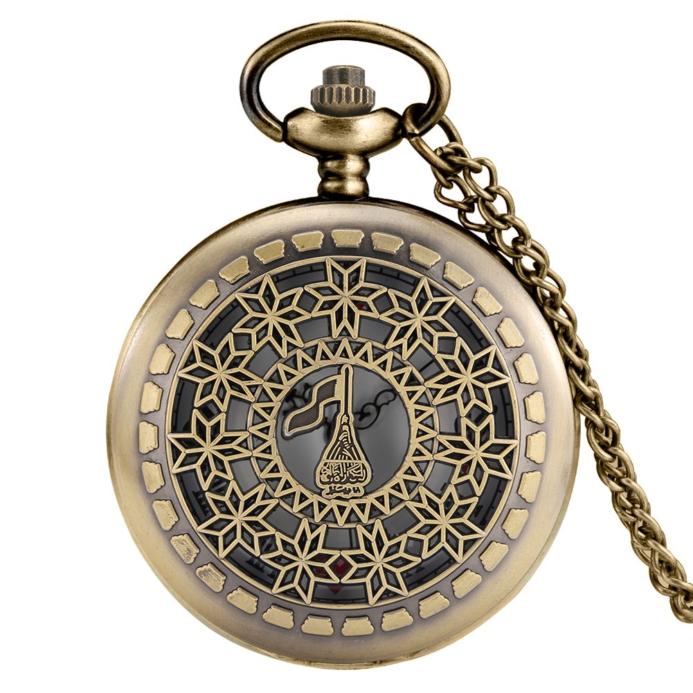 2022 New Style Vintage Style Bronze Hollow With Chain Nostalgia Men Pocket Watch Souvenir Birthday Gift for Boyfriend Husband