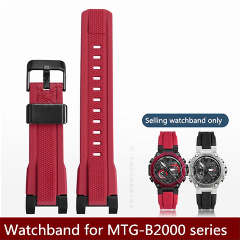 Men's Rubber Strap for C-asio G-SHOCK Watch MTG-B2000 Series Black Red Silicone Watch Strap with Special Connector