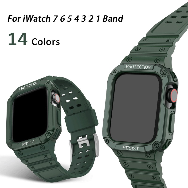 TPU Case + Strap For iWatch Series 7 6 SE 5 4 Watchband Protective For Apple Watch 38mm 42mm Sport Strap Bracelet Accessories