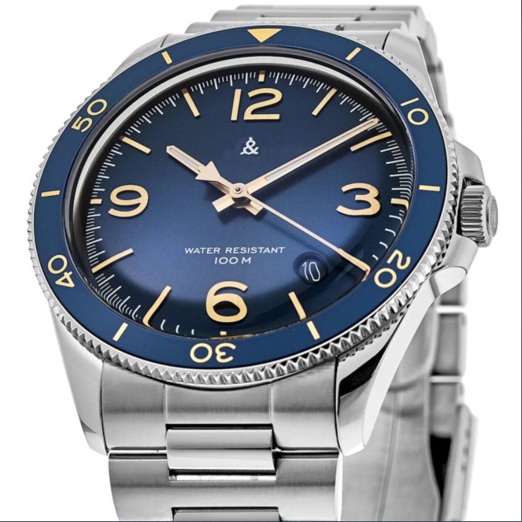 2021 Hot Sale Luxury BR Three Needle Calendar Stainless Steel Blue Face Quartz Watch