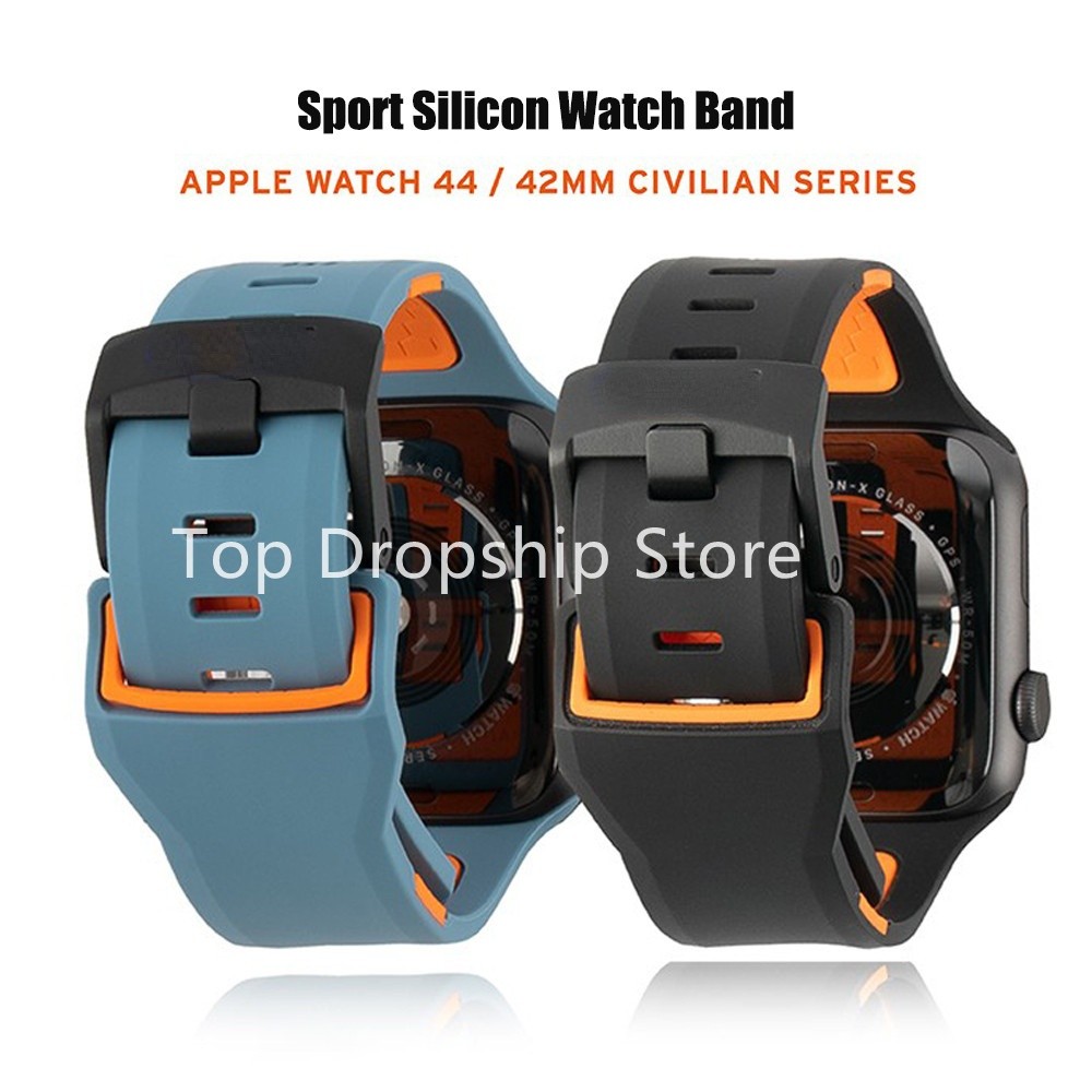 Strap for Apple Watch7 41mm 45mm 38mm/40mm/42mm/44mm Silicone Waterproof Watch Band for iWatch Series 6/SE/5/4/3/2 Wristband