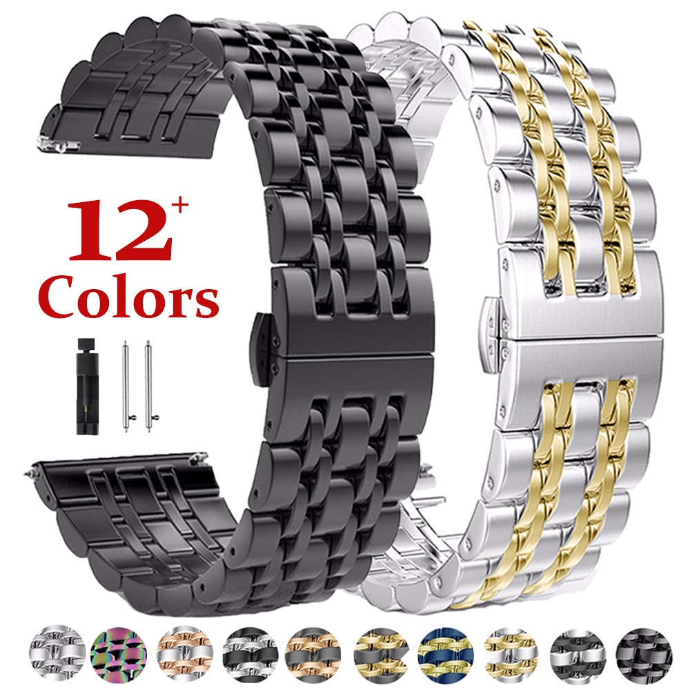 20mm 22mm Stainless Steel Watchband For Samsung Galaxy Watch 3 45mm 4 40/42mm Gear s3 for Huawei GT2/2e/Pro Seiko Metal Bracelet