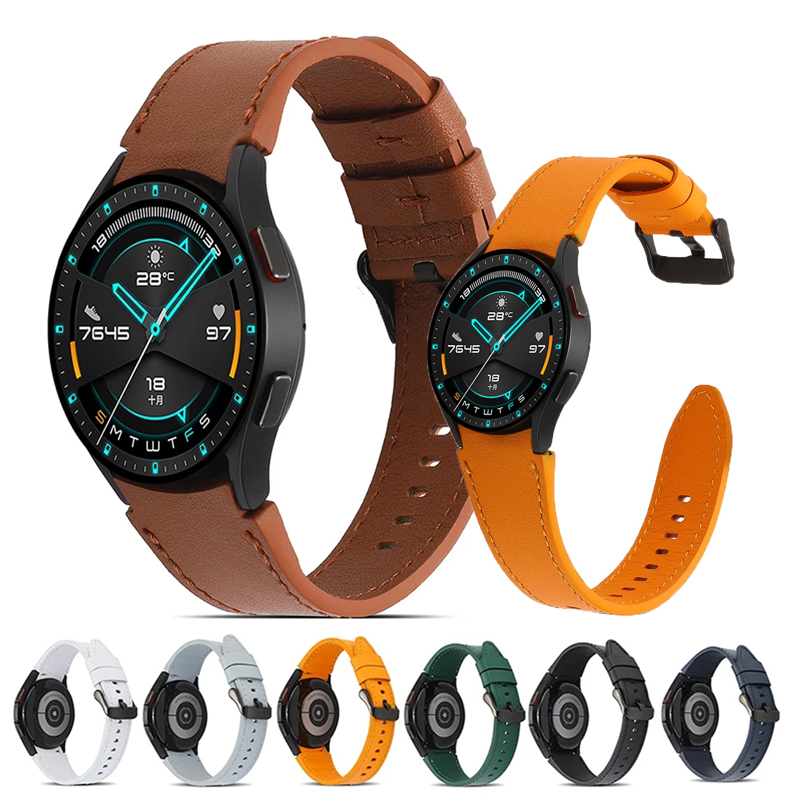 20mm Leather Band Watch For Samsung Galaxy 4 Classic 42mm 46mm Watch 4 40mm 44mm Geunine Leather Sport Bracelet writswaves