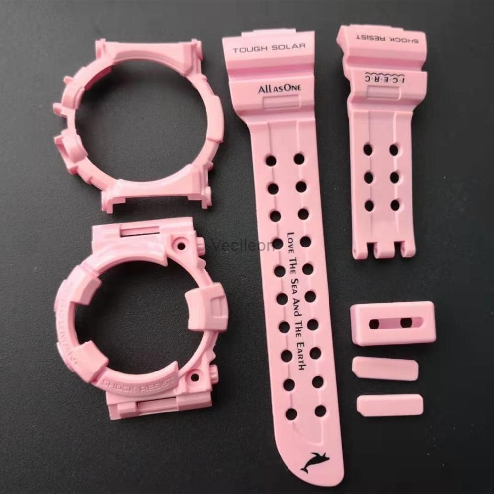 Pink Silicone Rubber Watchband and Bezl for GWF-1000 Watch Strap Watch Bands Waterproof Cover Sport Watches with Tools