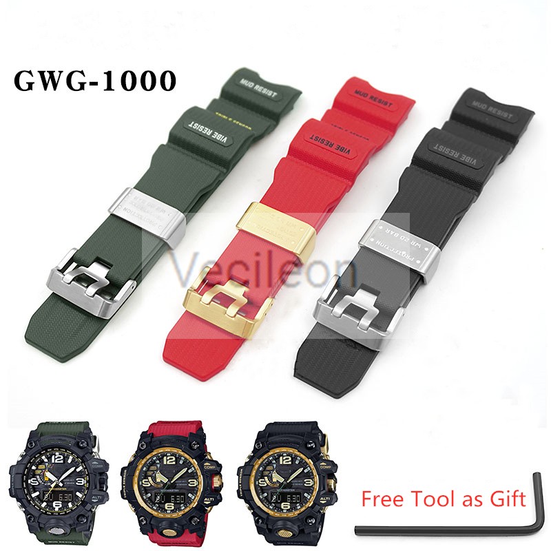 High Level Silicone Resin Watch Band for Men GWG-1000 Sport Waterproof GWG1000 Black Red Army Green Resin Strap with Tools