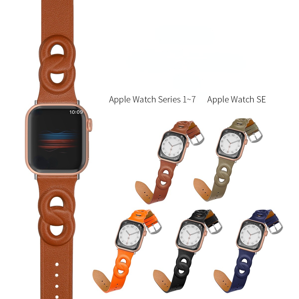 Genuine Leather Strap for Apple Watch 7 6 5 SE 45mm 41mm 44mm 40mm Smart Watch Stylish Replacement Straps for iwatch 3 42mm 38mm