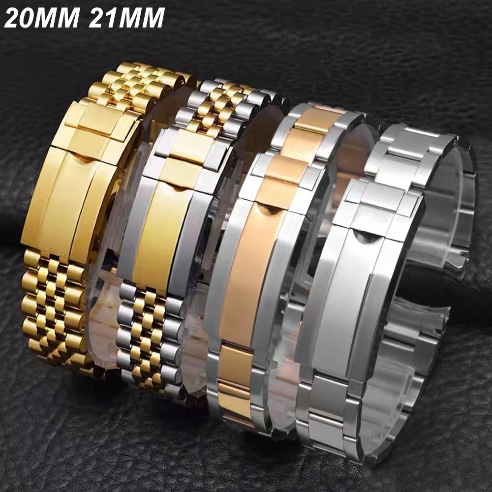 Luxury Solid Stainless Steel Watch Band For Rolex Daytona Ghost Water Submarines Oyster Type Continuous Movement Chain 20 21mm Strap