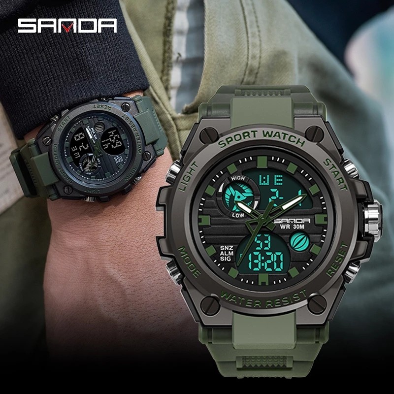 2022 New SANDA Sports Men's Watches Luxury Brand Japanese Military Movement Quartz Watch Men Waterproof S Shock Wristwatches