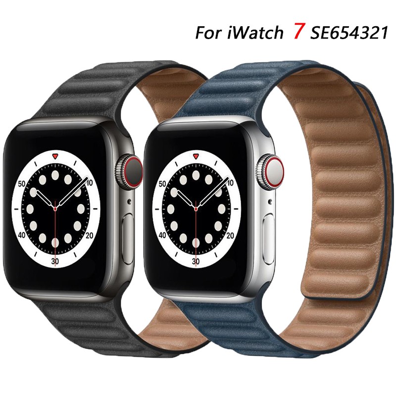 Genuine Leather Strap for Apple Watch SE 7 6 5 4 Band Magnetic Loop Wirstband 38mm 40mm 41mm 42mm 44mm 45mm Women Men Bracelet