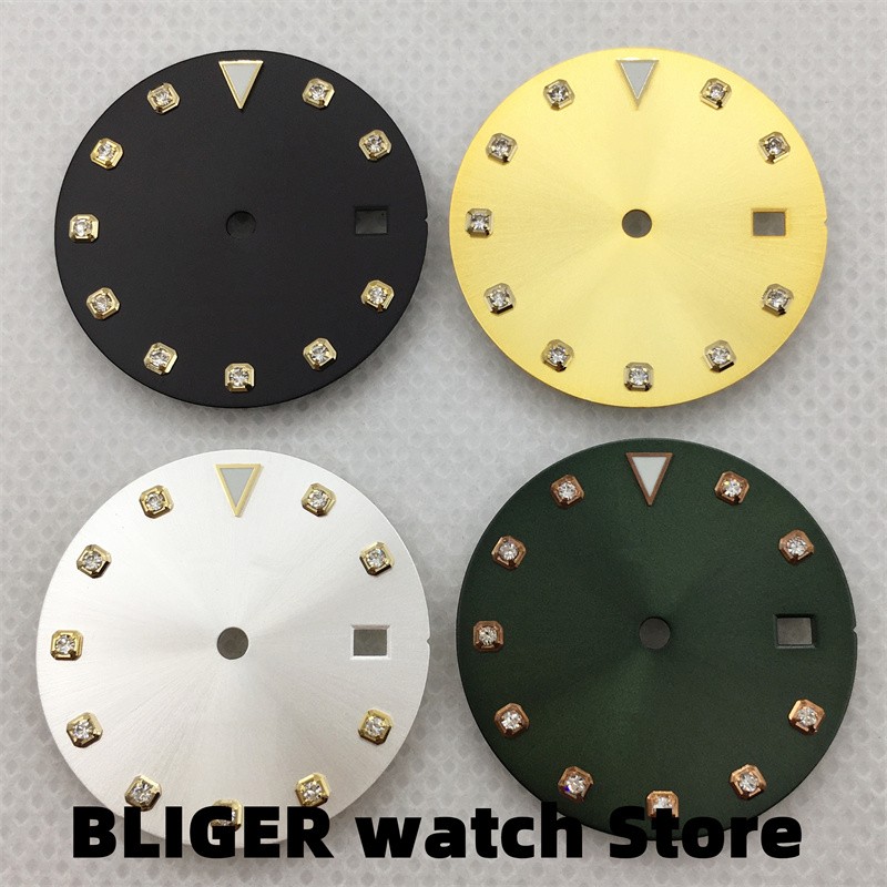 BLIGER 29.3mm Diamond Watch Set Dial For Miyota 8215 8205 821A Mingzhu DG3804 ETA 2824 2836 Movement