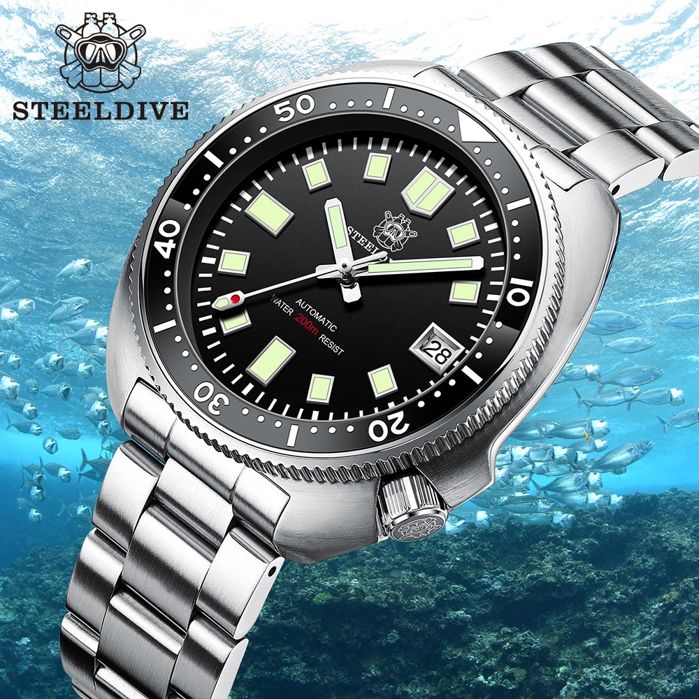 SD1970T Steelediue Brand 44mm Men's PT5000 Automatic Movement Diving Watch With Ceramic Bezel