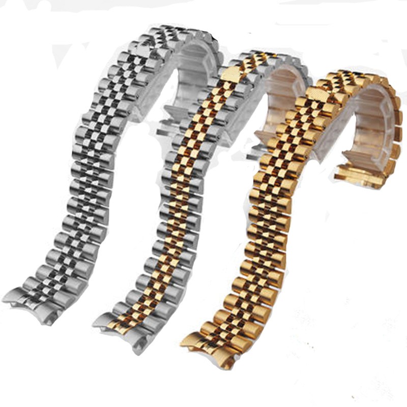 Men Women 13mm 17mm 20mm Brands Silver Gold Stainless Steel Watches Strap Replacement for DATEJUST Role Watch Wristband Bracelet