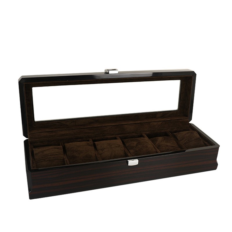 Black Watch Organizer Box Men Case Wood Casket Wooden Display Box Luxury Watches Rectangle Cabinet 6 Seat Man Storage Box