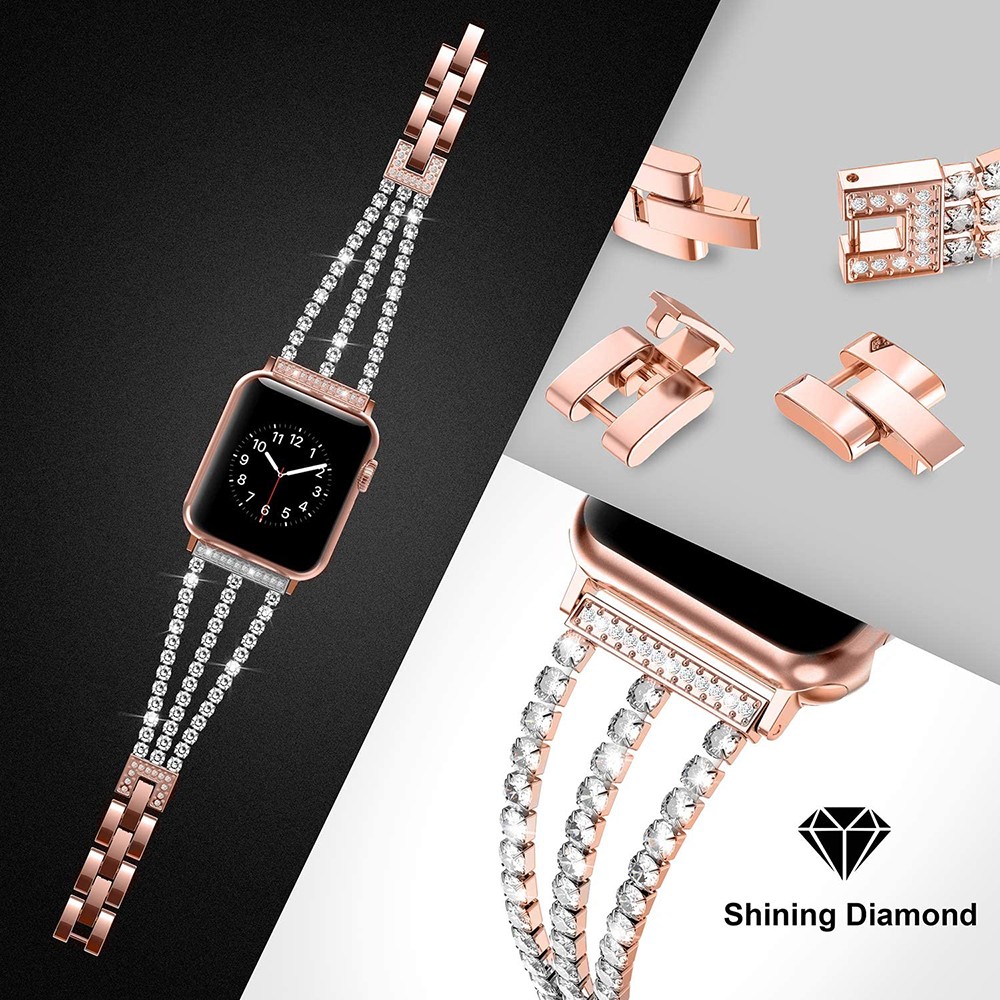 Diamond strap for apple watch band 44mm 40mm women's stainless steel metal bracelet 42mm 38mm iwatch series 6 5 4 3 Se 7 45mm 41mm