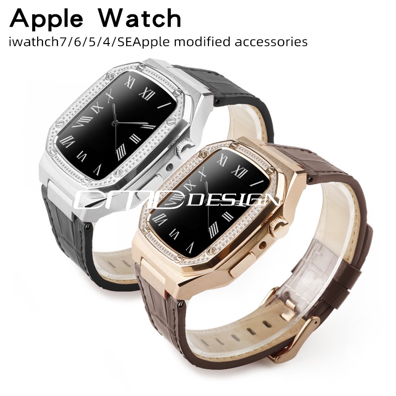 Compatible with Apple Watch Band 44mm Series 4/5/6/SE with Case Strap, iWatch Stainless Steel Straps with Protective Cover